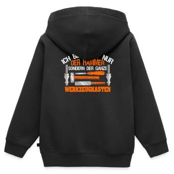 Ich Bin Nicht Nur Der Hammer Der Ganze - Kinder Premium Organic Zip Hoodie - Schwarz - Hinten - AI Model Kid Male (0cm)
