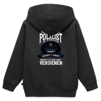 Polizist Polizei Rente Pension - Kinder Premium Organic Zip Hoodie - Schwarz - Hinten - AI Model Kid Male (0cm)