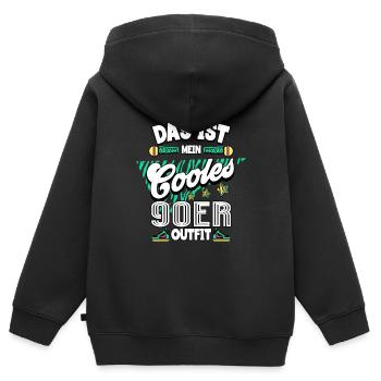 90er Jahre - Kinder Premium Organic Zip Hoodie - Schwarz - Hinten - AI Model Kid Male (0cm)
