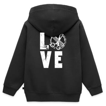 Love Friseurin - Kinder Premium Organic Zip Hoodie - Schwarz - Hinten - AI Model Kid Male (0cm)