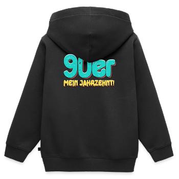 90er Jahre - Kinder Premium Organic Zip Hoodie - Schwarz - Hinten - AI Model Kid Male (0cm)