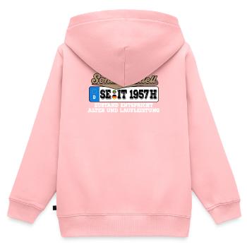 1957 Kennzeichen Geburtstag - Kinder Premium Organic Zip Hoodie - Rosa - Hinten - AI Model Kid Female (0cm)