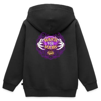 Halloween Paranormal Clairvoyant Scam.Trick Treat - Sweat Premium à capuche zippé enfant bio - noir - Dos - AI Model Kid Male (0cm)