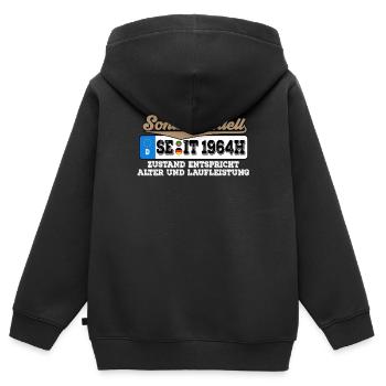 1964 Kennzeichen Geburtstag - Kinder Premium Organic Zip Hoodie - Schwarz - Hinten - AI Model Kid Male (0cm)