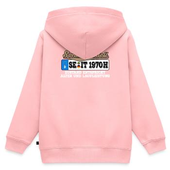 1970 Kennzeichen Geburtstag - Kinder Premium Organic Zip Hoodie - Rosa - Hinten - AI Model Kid Female (0cm)