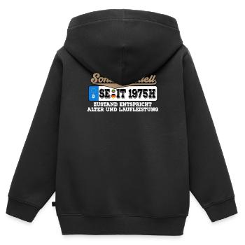 1975 Kennzeichen Geburtstag - Kinder Premium Organic Zip Hoodie - Schwarz - Hinten - AI Model Kid Male (0cm)