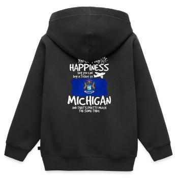 Michigan - Kinder Premium Organic Zip Hoodie - Schwarz - Hinten - AI Model Kid Male (0cm)