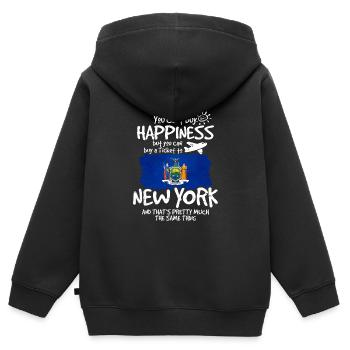 New York - Kinder Premium Organic Zip Hoodie - Schwarz - Hinten - AI Model Kid Male (0cm)