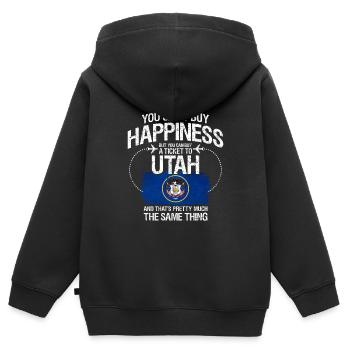 Utah - Sweat Premium à capuche zippé enfant bio - noir - Dos - AI Model Kid Male (0cm)