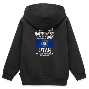 Utah - Sweat Premium à capuche zippé enfant bio - noir - Dos - AI Model Kid Male (0cm)