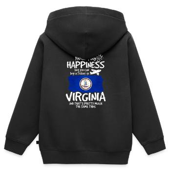 Virginia - Kinder Premium Organic Zip Hoodie - Schwarz - Hinten - AI Model Kid Male (0cm)