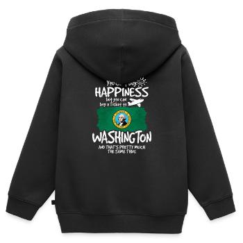 Washington - Kinder Premium Organic Zip Hoodie - Schwarz - Hinten - AI Model Kid Male (0cm)