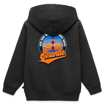 Strande - Kinder Premium Organic Zip Hoodie - Schwarz - Hinten - AI Model Kid Male (0cm)