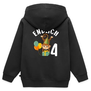 4. Geburtstag 4 Jahre Affen Motiv Jungen Geschenk - Kinder Premium Organic Zip Hoodie - Schwarz - Hinten - AI Model Kid Male (0cm)