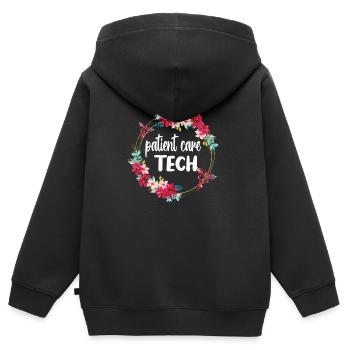 Technicien en soins aux patients Soins aux patients PCT - Sweat Premium à capuche zippé enfant bio - noir - Dos - AI Model Kid Male (0cm)