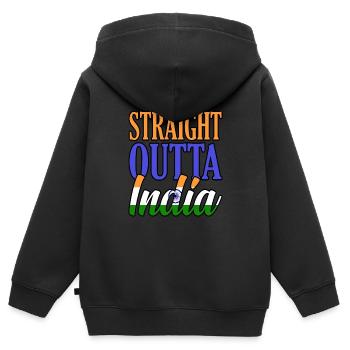 Inde - Sweat Premium à capuche zippé enfant bio - noir - Dos - AI Model Kid Male (0cm)