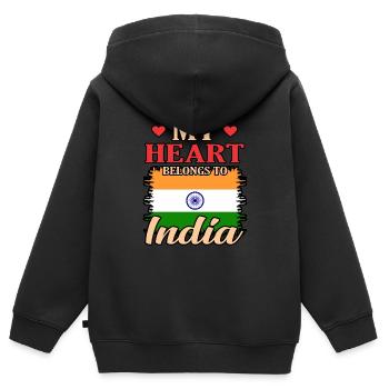 Inde - Sweat Premium à capuche zippé enfant bio - noir - Dos - AI Model Kid Male (0cm)