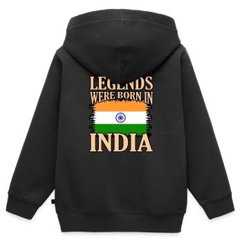 Inde - Sweat Premium à capuche zippé enfant bio - noir - Dos - AI Model Kid Male (0cm)