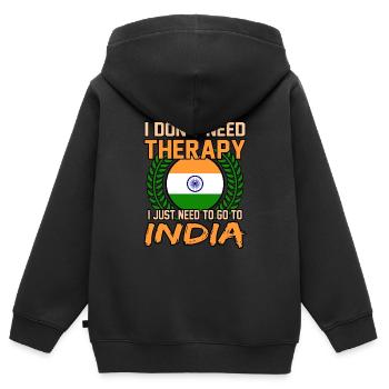 Indien - Kinder Premium Organic Zip Hoodie - Schwarz - Hinten - AI Model Kid Male (0cm)