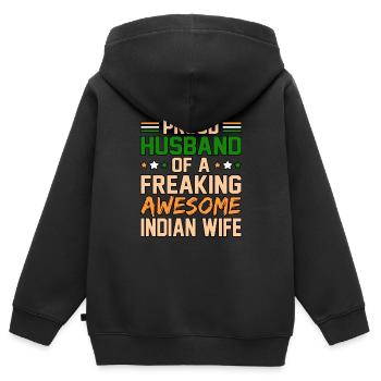 Indien - Kinder Premium Organic Zip Hoodie - Schwarz - Hinten - AI Model Kid Male (0cm)