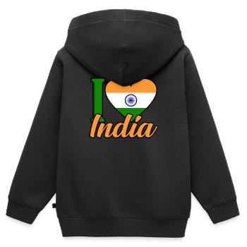 Inde - Sweat Premium à capuche zippé enfant bio - noir - Dos - AI Model Kid Male (0cm)