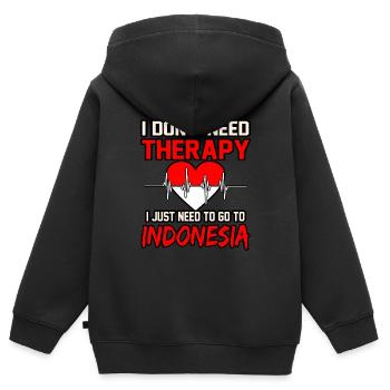 Indonesien - Kinder Premium Organic Zip Hoodie - Schwarz - Hinten - AI Model Kid Male (0cm)