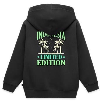 Indonesien - Kinder Premium Organic Zip Hoodie - Schwarz - Hinten - AI Model Kid Male (0cm)