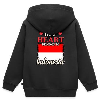 Indonesien - Kinder Premium Organic Zip Hoodie - Schwarz - Hinten - AI Model Kid Male (0cm)