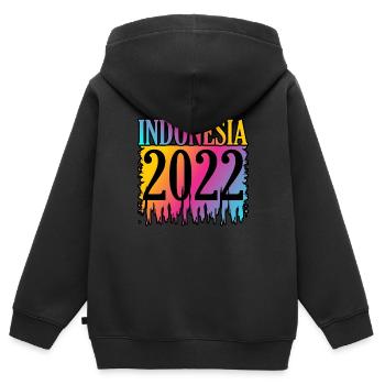 Indonesien - Kinder Premium Organic Zip Hoodie - Schwarz - Hinten - AI Model Kid Male (0cm)