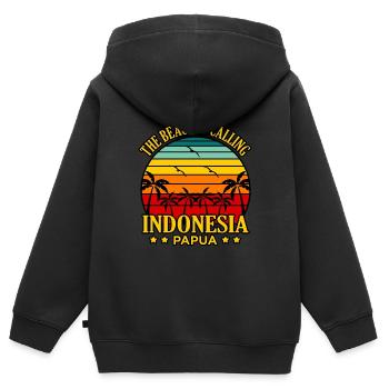 Indonesien - Kinder Premium Organic Zip Hoodie - Schwarz - Hinten - AI Model Kid Male (0cm)