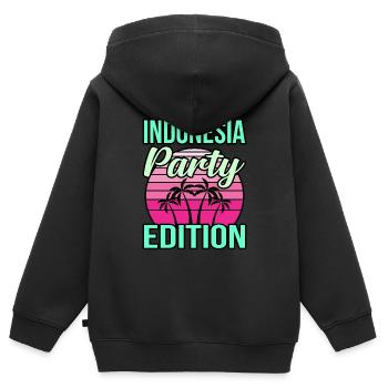 Indonesien - Kinder Premium Organic Zip Hoodie - Schwarz - Hinten - AI Model Kid Male (0cm)