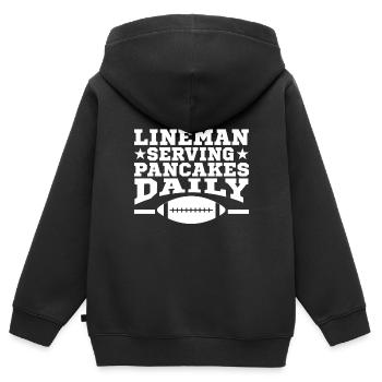 Lineman Serviert Pfannkuchen Täglich Lustiges - Kinder Premium Organic Zip Hoodie - Schwarz - Hinten - AI Model Kid Male (0cm)
