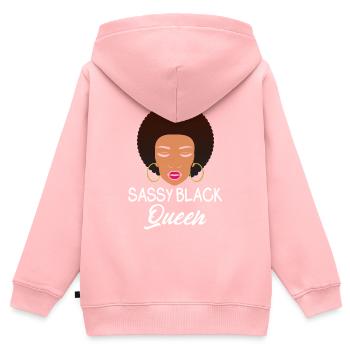 Sassy Black Queen Stolze Afroamerikanische Frauen - Kinder Premium Organic Zip Hoodie - Rosa - Hinten - AI Model Kid Female (0cm)