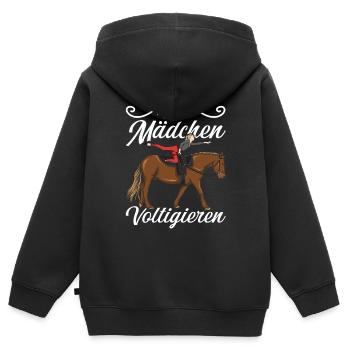 Voltigieren - Kinder Premium Organic Zip Hoodie - Schwarz - Hinten - AI Model Kid Male (0cm)