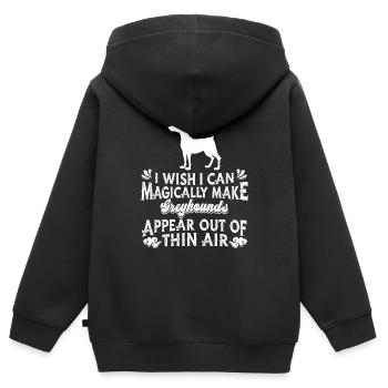 Chien Greyhound - Sweat Premium à capuche zippé enfant bio - noir - Dos - AI Model Kid Male (0cm)