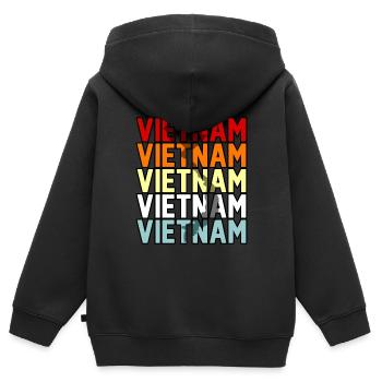 Vietnam - Kinder Premium Organic Zip Hoodie - Schwarz - Hinten - AI Model Kid Male (0cm)