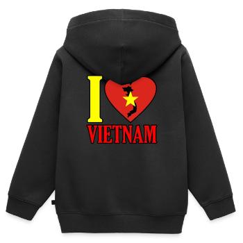 Vietnam - Kinder Premium Organic Zip Hoodie - Schwarz - Hinten - AI Model Kid Male (0cm)