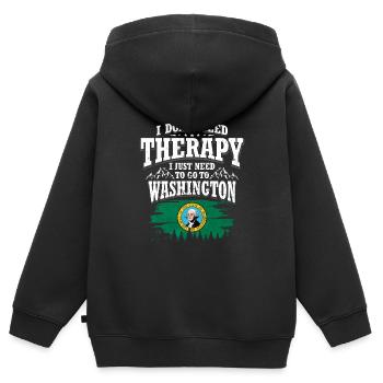 Washington - Kinder Premium Organic Zip Hoodie - Schwarz - Hinten - AI Model Kid Male (0cm)