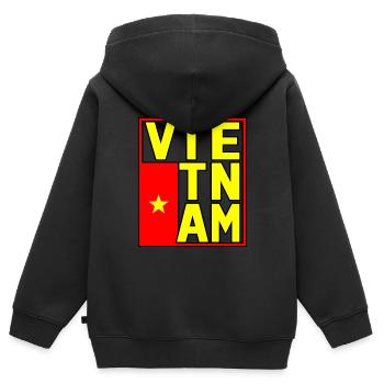 Vietnam - Kinder Premium Organic Zip Hoodie - Schwarz - Hinten - AI Model Kid Male (0cm)