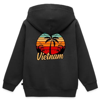 Vietnam - Kinder Premium Organic Zip Hoodie - Schwarz - Hinten - AI Model Kid Male (0cm)