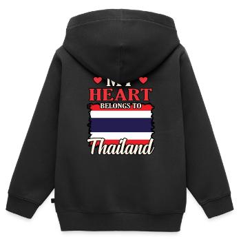 Thailand - Kinder Premium Organic Zip Hoodie - Schwarz - Hinten - AI Model Kid Male (0cm)