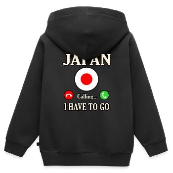Japon - Sweat Premium à capuche zippé enfant bio - noir - Dos - AI Model Kid Male (0cm)