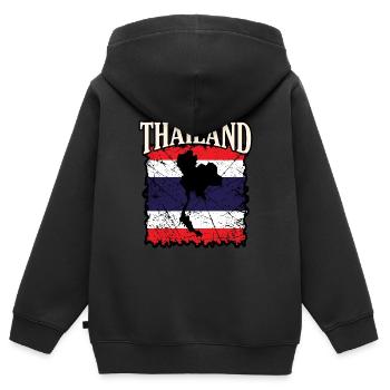 Thaïlande - Sweat Premium à capuche zippé enfant bio - noir - Dos - AI Model Kid Male (0cm)