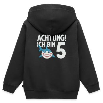 Achtung ich bin 5. Kindergeburtstag Hai - Kinder Premium Organic Zip Hoodie - Schwarz - Hinten - AI Model Kid Male (0cm)