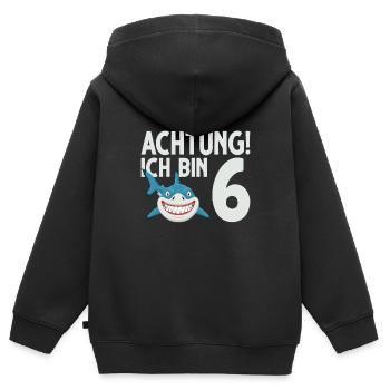 Achtung ich bin 6. Kindergeburtstag Hai - Kinder Premium Organic Zip Hoodie - Schwarz - Hinten - AI Model Kid Male (0cm)