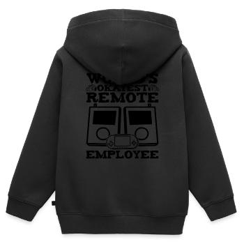 World's Okayest Remote Employee Funny Quarantine - Kinder Premium Organic Zip Hoodie - Schwarz - Hinten - AI Model Kid Male (0cm)