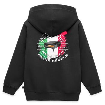 Pizza Chef - Mein Ofen, MEINE REGELN - Kinder Premium Organic Zip Hoodie - Schwarz - Hinten - AI Model Kid Male (0cm)