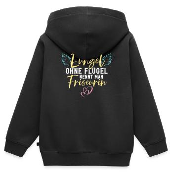 Friseurin - Kinder Premium Organic Zip Hoodie - Schwarz - Hinten - AI Model Kid Male (0cm)