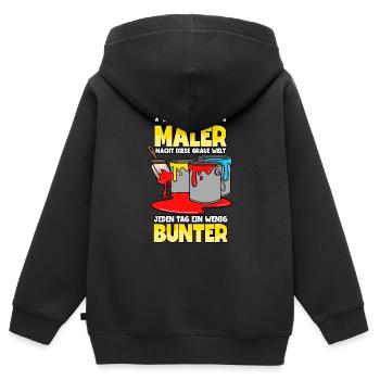 Maler - Kinder Premium Organic Zip Hoodie - Schwarz - Hinten - AI Model Kid Male (0cm)