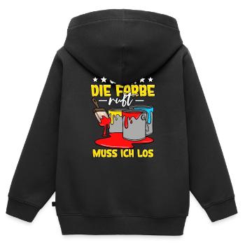 Maler - Kinder Premium Organic Zip Hoodie - Schwarz - Hinten - AI Model Kid Male (0cm)